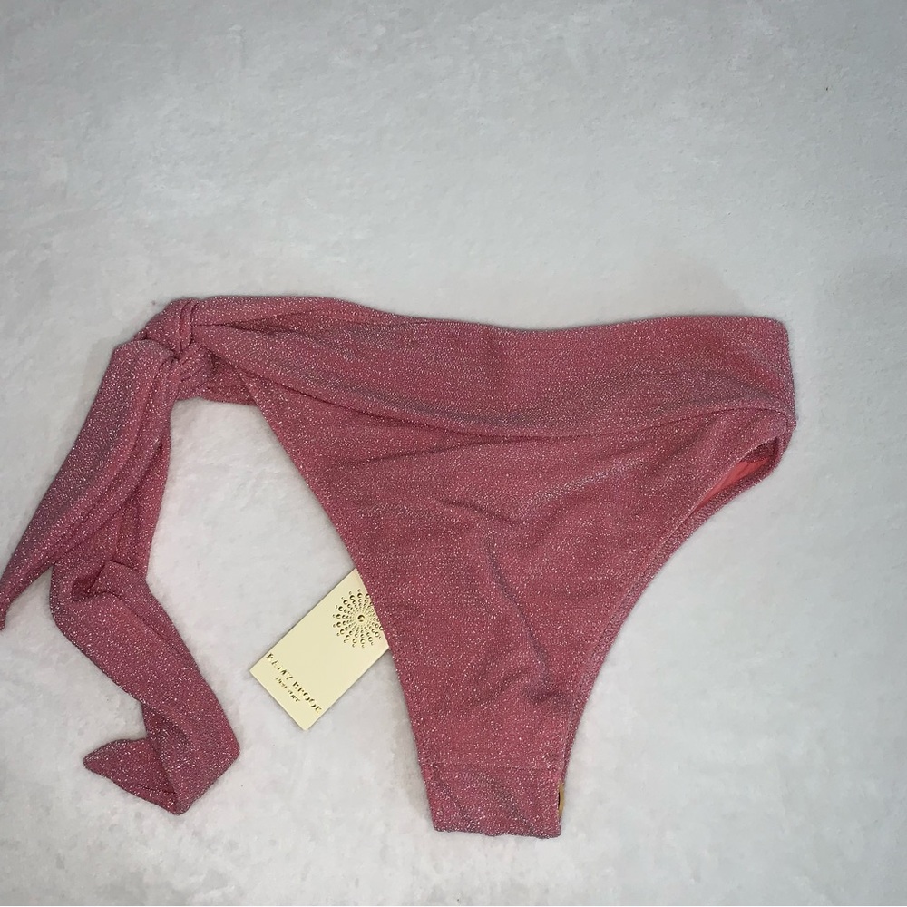 Ramy brook tasha pink‎ metallic side tie bikini bottoms size XS new with tags - Picture 5 of 11